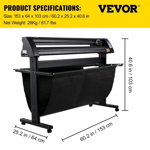 Koduva VEVOR vinilo pjaustyklė, 1350 mm, LED ekranas, su stovu