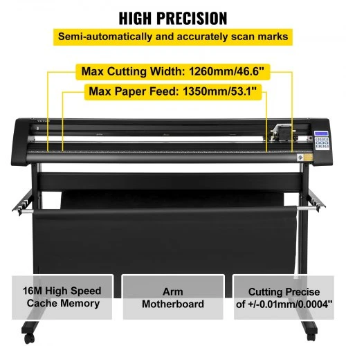 Koduva VEVOR vinilo pjaustyklė, 1350 mm, su LED ekranu, optiniu jutikliu, stovu, suderinama su Mac ir Windows