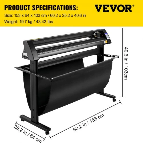 Koduva VEVOR vinilo pjaustyklė, 1350 mm, su LED ekranu, optiniu jutikliu, stovu, suderinama su Mac ir Windows