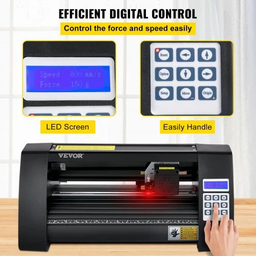 Koduva VEVOR vinilo pjaustyklė, 375 mm, LED ekranas, automatinė, su optiniu jutikliu ir SignMaster, skirta Windows