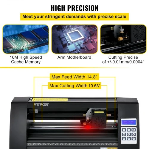 Koduva VEVOR vinilo pjaustyklė, 375 mm, LED ekranas, automatinė, su optiniu jutikliu ir SignMaster, skirta Windows
