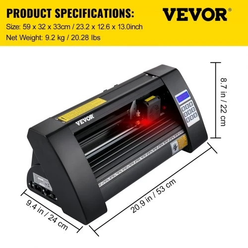 Koduva VEVOR vinilo pjaustyklė, 375 mm, LED ekranas, automatinė, su optiniu jutikliu ir SignMaster, skirta Windows