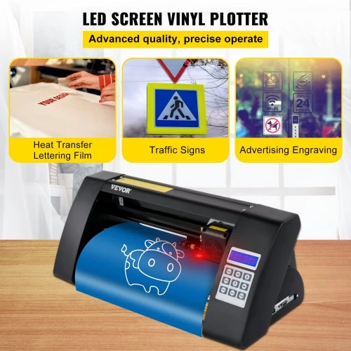 Koduva VEVOR vinilo pjaustyklė, 375 mm, LED ekranas, automatinė, su optiniu jutikliu ir SignMaster, skirta Windows