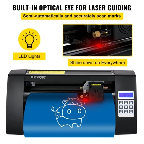 Koduva VEVOR vinilo pjaustyklė, 375 mm, LED ekranas, automatinė, su optiniu jutikliu ir SignMaster, skirta Windows