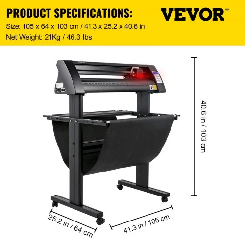 Koduva VEVOR vinilo pjaustyklė, 870 mm braižytuvas, su LED ekranu ir stovu