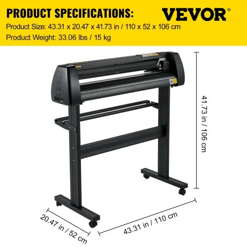 Koduva VEVOR vinilo pjaustyklė-ploteris 34" su SignMaster programine įranga ir stovu, 870 mm