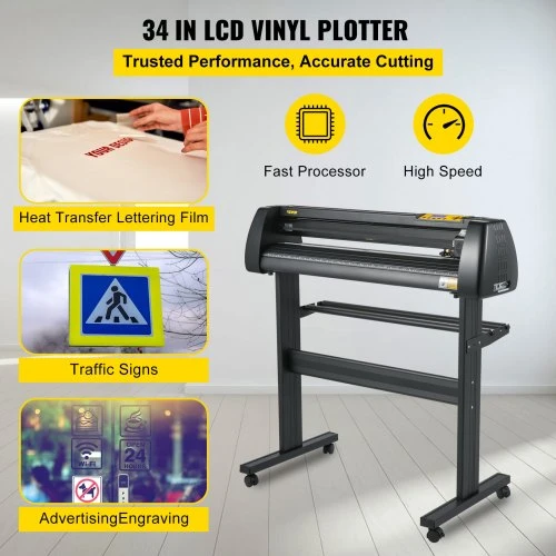 Koduva VEVOR vinilo pjaustyklė-ploteris 34" su SignMaster programine įranga ir stovu, 870 mm