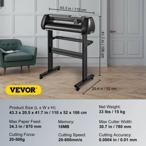 Koduva VEVOR vinilo pjaustymo ploteris, 34 colių, SK-870L, „Bluetooth“, „USB“, „COM“, Windows
