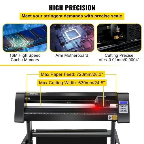 Koduva VEVOR vinilo pjovimo ploteris, 720 mm, su LED ekranu, optiniu jutikliu ir stovu