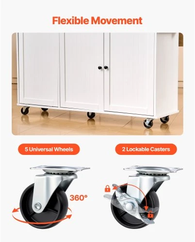 VEVOR Virtuvės sala su ratukais, 153 cm, MDF plokštė, YS252253ss