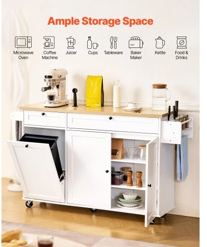 VEVOR Virtuvės sala su ratukais, 153 cm, MDF plokštė, YS252253ss