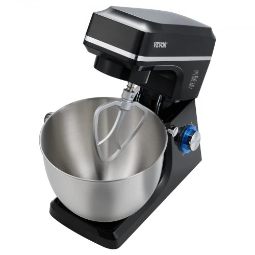 VEVOR Virtuvinis plaktuvas, 8,3 QT tešlos maišyklė, 1400 W, 6+P greičių, pakreipiama galvutė, juodas
