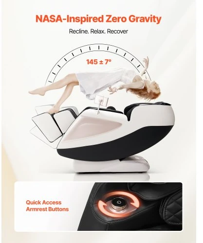 Sofa VEVOR Viso kūno masažinė kėdė, 3D „zero gravity“, SL bėgelis, 18 automatiniai režimai, šildymas, pėdų voleliai