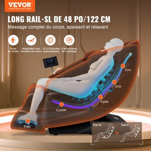 Sofa VEVOR Viso kūno masažo kėdė, SL bėgelio nulinės gravitacijos masažinė poilsio kėdė, 3D shiatsu