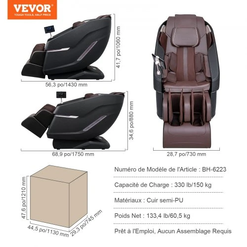 Sofa VEVOR Viso kūno masažo kėdė, SL bėgelio nulinės gravitacijos masažinė poilsio kėdė, 3D shiatsu