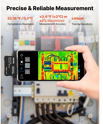 VEVOR VT256 šiluminė kamera telefonams ir planšetėms, Android ir iOS, 512 x 384, 25 Hz