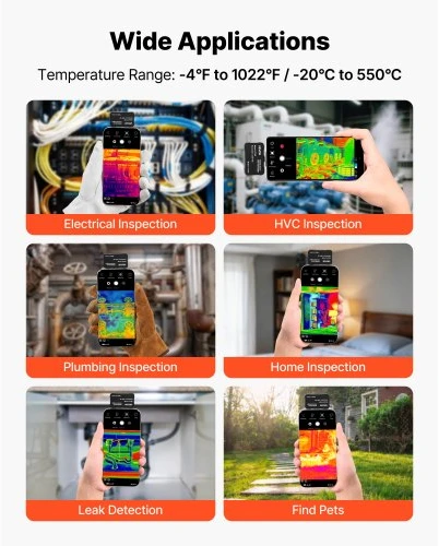VEVOR VT256 šiluminė kamera telefonams ir planšetėms, Android ir iOS, 512 x 384, 25 Hz