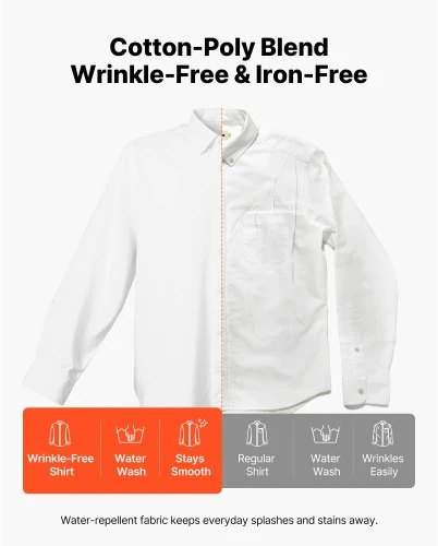 Koduva VEVOR vyriški ilgomis rankovėmis marškiniai su sagomis, slim fit, balti, XL