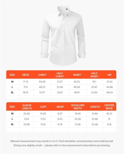 Koduva VEVOR vyriški ilgomis rankovėmis marškiniai su sagomis, slim fit, balti, XL