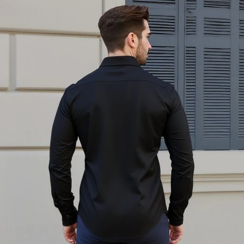 Koduva VEVOR vyriški marškiniai su sagomis, ilgomis rankovėmis, slim fit, juodi