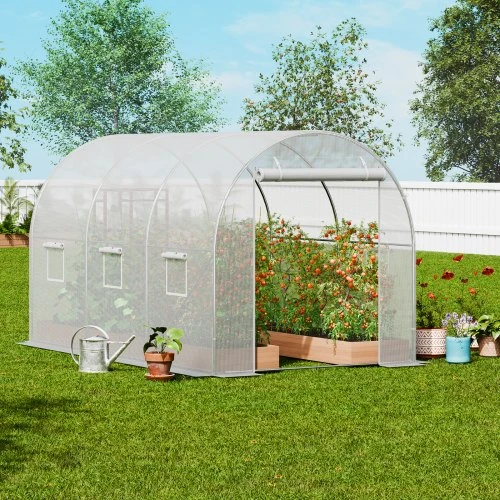 VEVOR Walk-in tunelinis šiltnamis 2,9 x 2 x 1,9 m, cinkuotas rėmas, PE danga, baltas