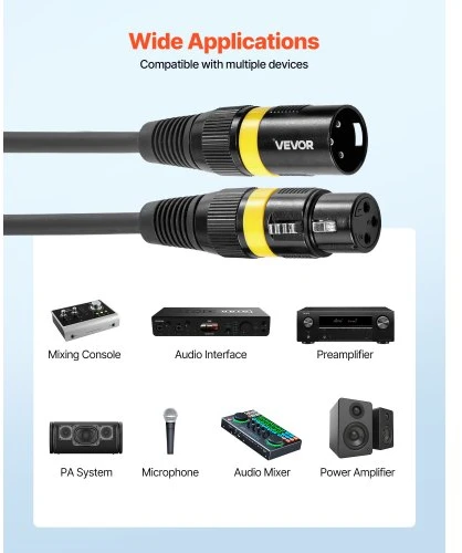 Koduva VEVOR XLR mikrofono kabelis 30,48 m, 2 vnt., 3 kontaktų, male į female