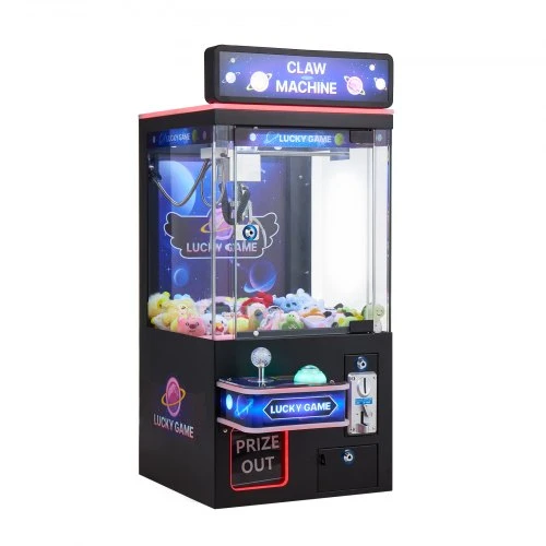 VEVOR Žaidimų automatas „Claw Crane Machine“ su šviesa ir garsu, reguliuojamos plieninės nagos, juoda ir violetinė