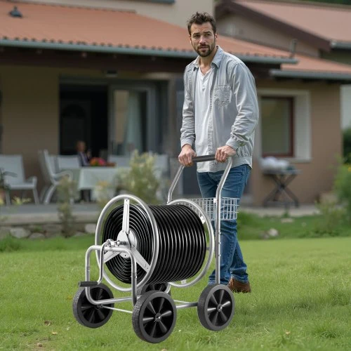 VEVOR Žarnos ritės vežimėlis, iki 250 ft 5/8’’ žarnai, su 4 ratukais ir laikymo krepšiu