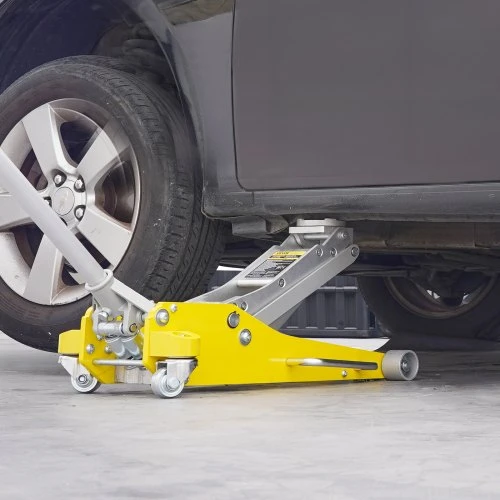 VEVOR Žemo profilio grindų domkratas 3 t, aliuminis, hidraulinis, 3.7"–18.3" (geltonas)