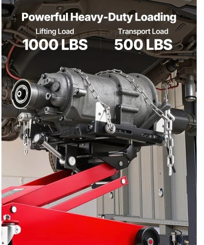 VEVOR Žemo profilio transmisijos kėliklis, 1000 lbs / 0.45 t, 16–64 cm, 360° pasukami priekiniai ratai
