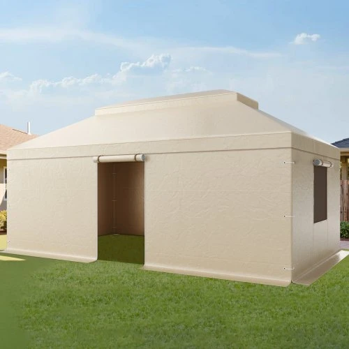 Koduva VEVOR žiemos pavėsinės danga 3,66 x 6,10 m kietam stogui, dviejų aukštų, su šoninėmis sienelėmis ir tinkleliniais langais