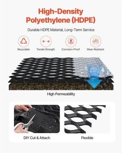 Koduva VEVOR žvyro tinklelis, 3 col. gylio, 17.06 x 8.86 pėd. / 5200 x 2700 mm