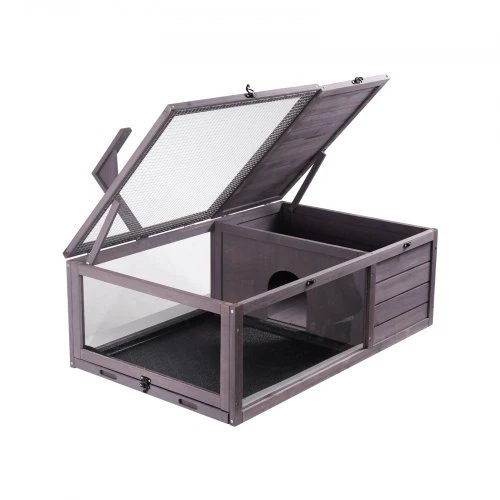 VEVOR Vėžlio namelis MSH-T02, medinis, pilkas, 97 x 61 x 33 cm