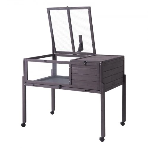 VEVOR Vėžlio namelis MSH-T04, medinis, pilkas, 97 x 61 x 83 cm
