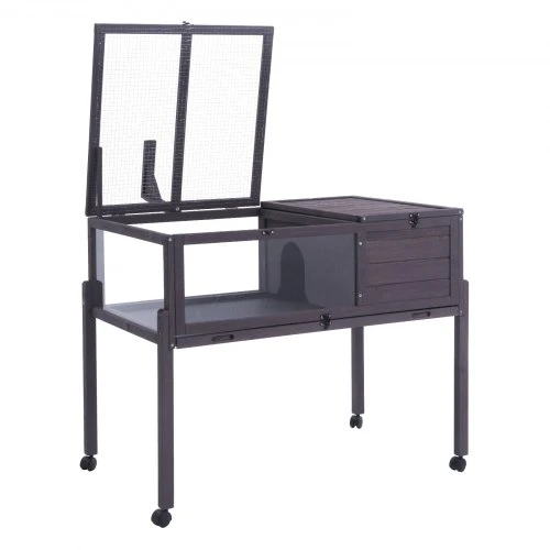 VEVOR Vėžlio namelis MSH-T04, medinis, pilkas, 97 x 61 x 83 cm