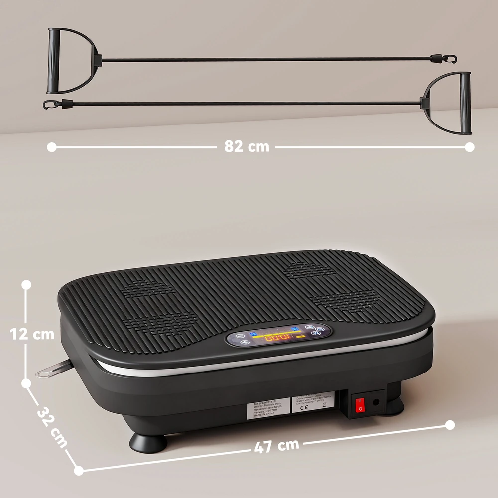 Aosom Vibracinė platforma treniruotėms, Bluetooth funkcija, nuotolinio valdymo pultas, 99 greičio lygiai, juoda, 47 x 32 x 12 cm