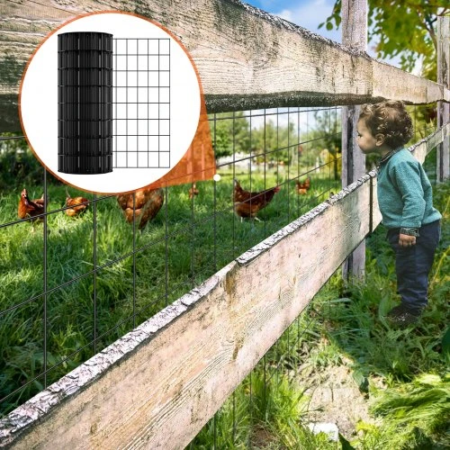 VEVOR Vielos tinklo ritinys, cinkuotas, su PVC danga, juodas, 61 cm x 15,2 m