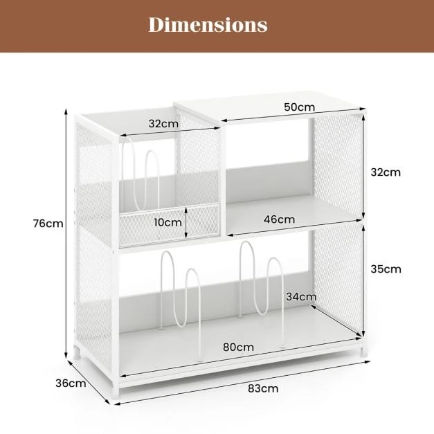 Promotion Vinilinio grotuvo stovas su 3 nuimamais skirstytuvais, baltas, 83 x 36 x 76,5 cm