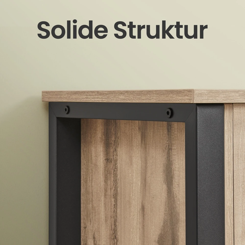 Songmics Virtuvinė laikymo spintelė su 3 durimis, 110 x 33 x 75 cm, ruda-juoda