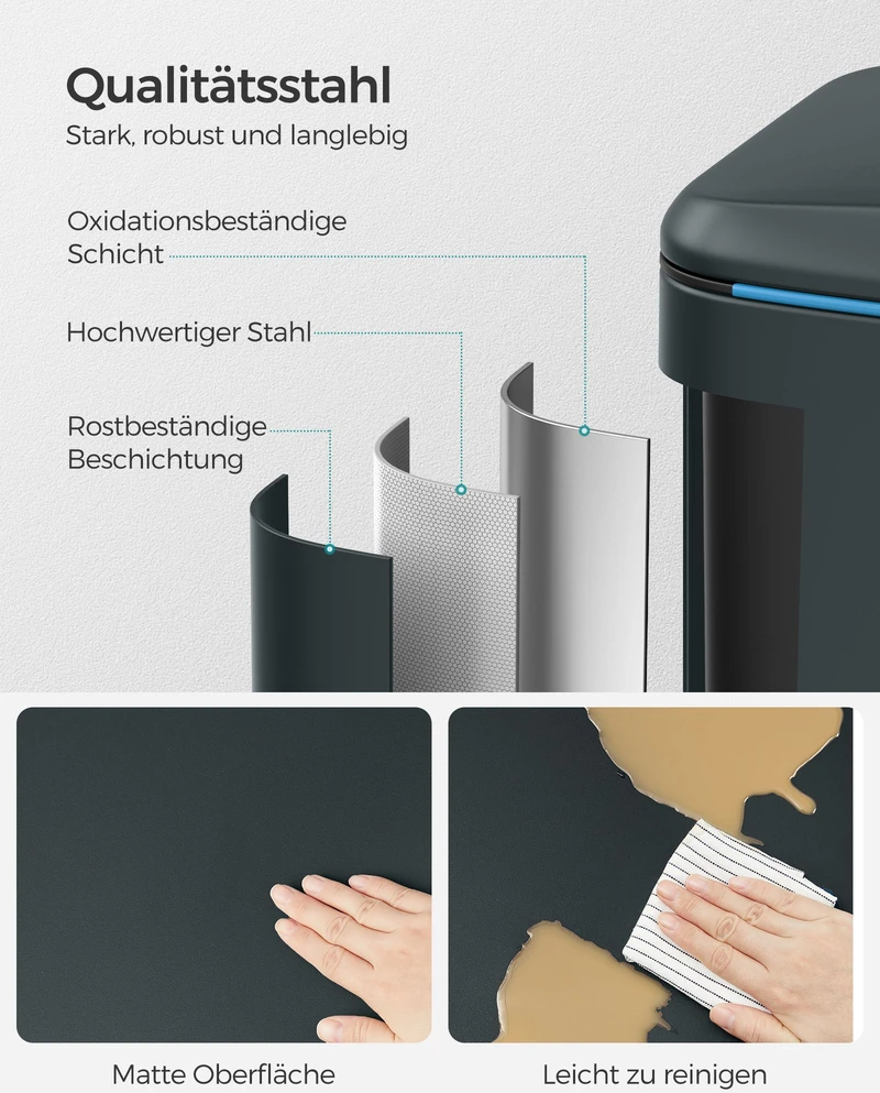 Koduva Virtuvinė šiukšliadėžė 40 l, 2 skyrių, 2 x 20 l, plieninė, žalsvai pilka