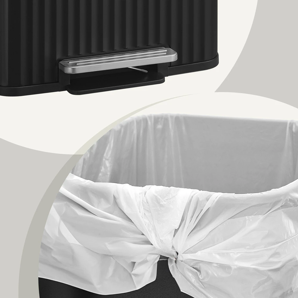 Koduva Virtuvinė šiukšliadėžė 50 l, plieninė, su pedalu ir išimamu vidiniu kibiru, juoda
