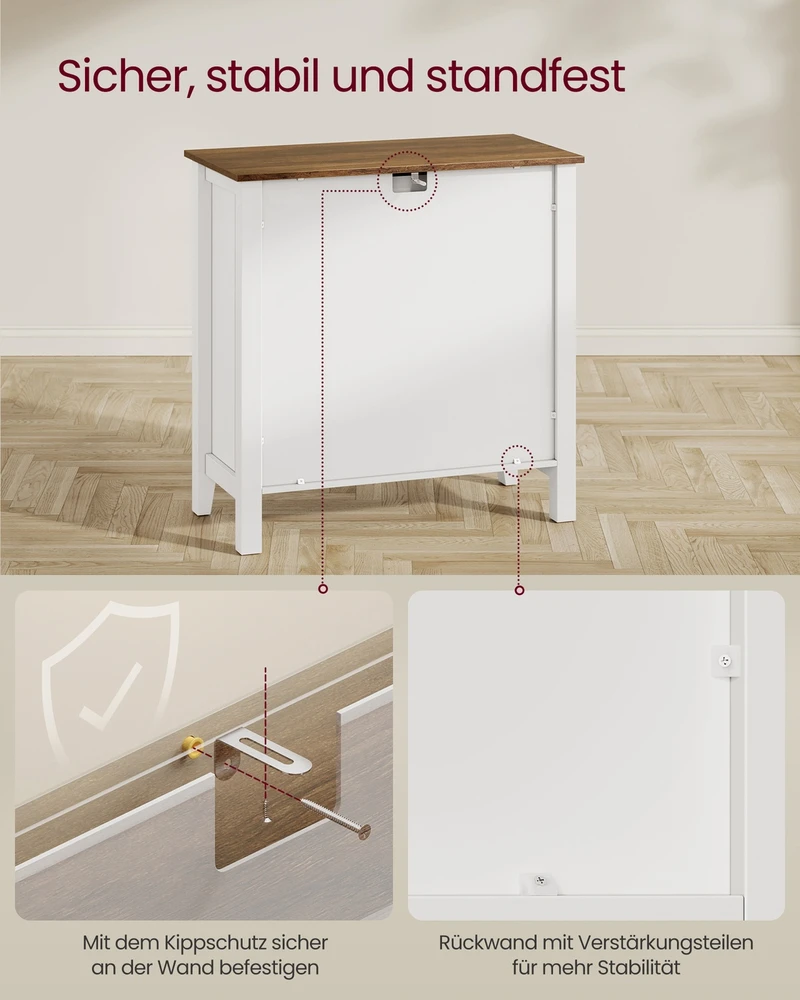 Koduva Virtuvinė spintelė su stalčiais ir durimis, 40 x 80 x 80 cm, balta-ruda