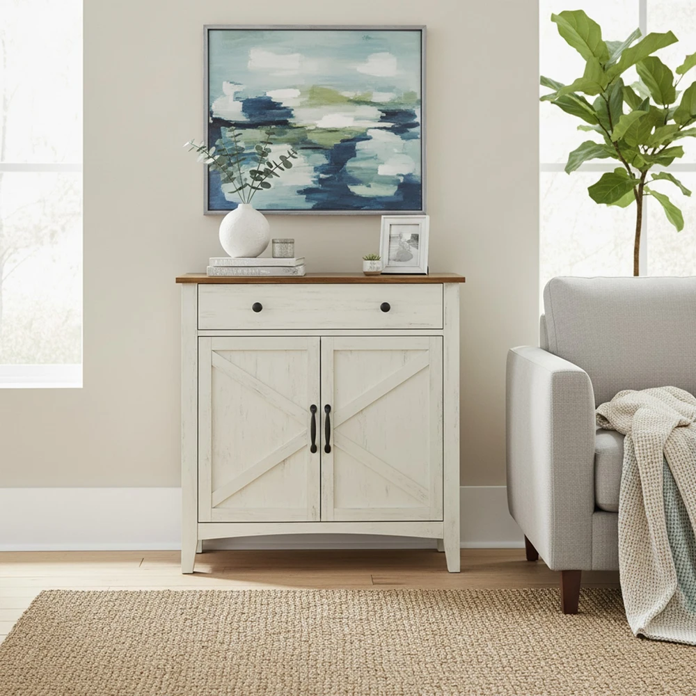 Koduva Virtuvinė spintelė su stalčiumi, 40 x 80 x 80 cm, MDF ir plienas, balta-ruda