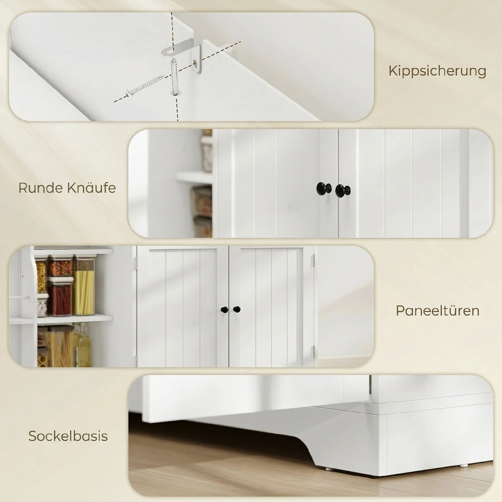 Aosom Virtuvinis sideboardas su stalčiumi, reguliuojamos lentynos, baltas, 110 x 40 x 80 cm