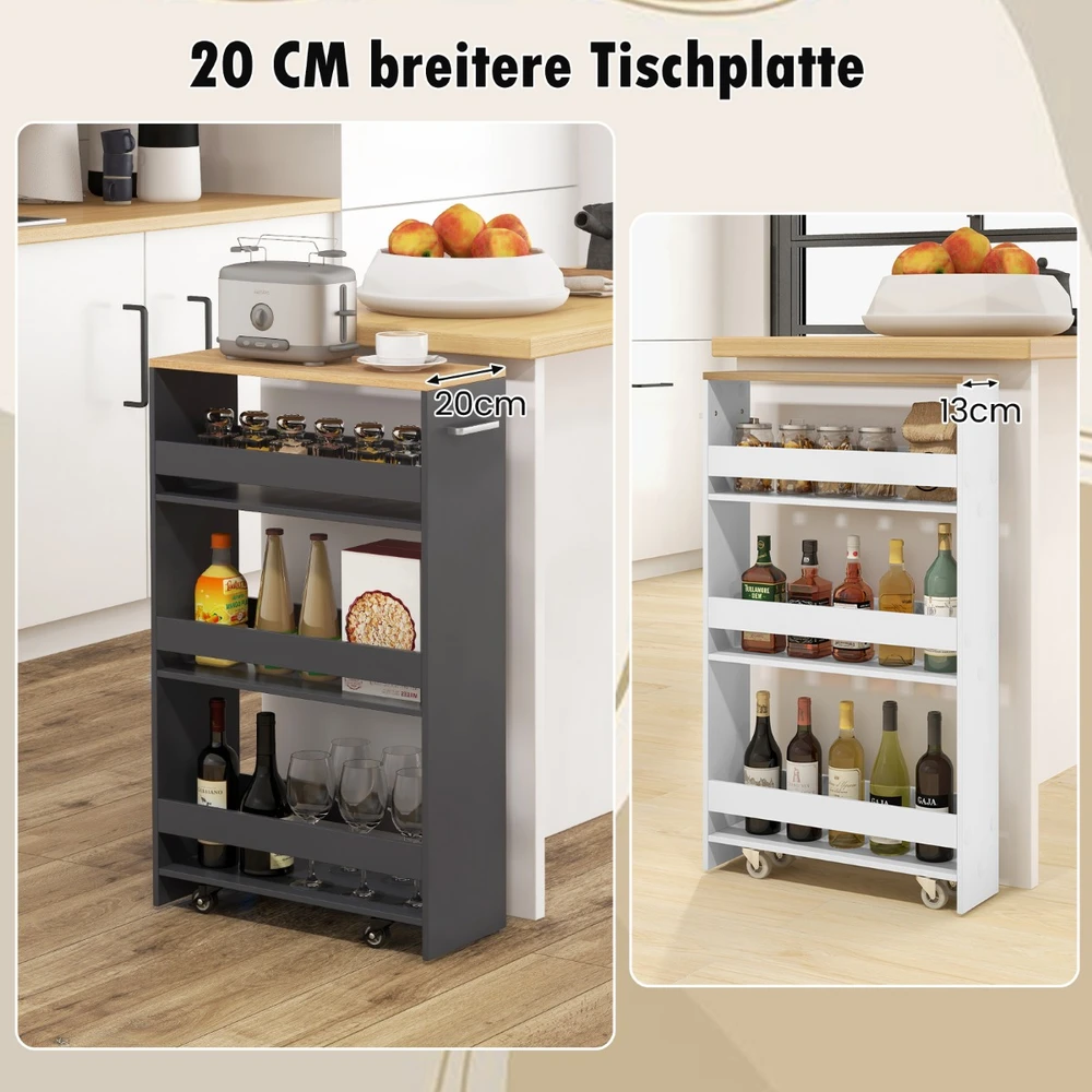 Promotion Virtuvinis vežimėlis su 4 lentynomis, 20 cm, pilkas