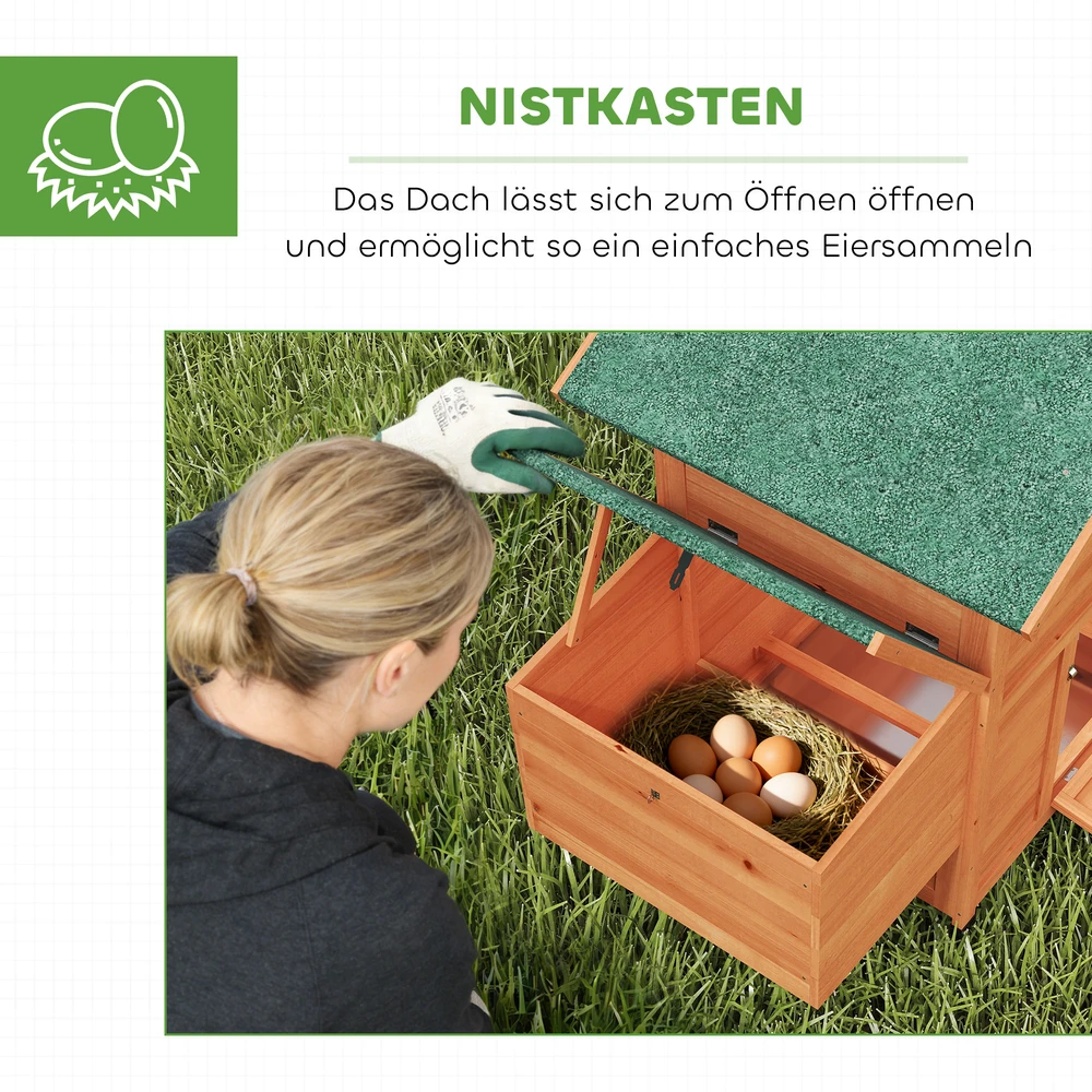 Aosom Vištidė iš medžio su lizdaviete, 2 laktomis ir rampe, oranžinė, 113,5 x 67,5 x 95,5 cm