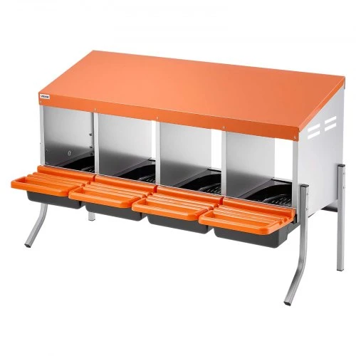 VEVOR Vištų lizdas, 4 skyriai, su atraminėmis kojomis, cinkuotas plienas ir PP plastikas, oranžinis, 106 x 53 x 68 cm