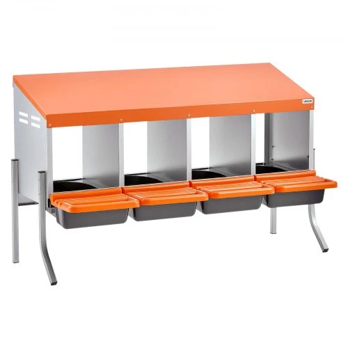 VEVOR Vištų lizdas, 4 skyriai, su atraminėmis kojomis, cinkuotas plienas ir PP plastikas, oranžinis, 106 x 53 x 68 cm