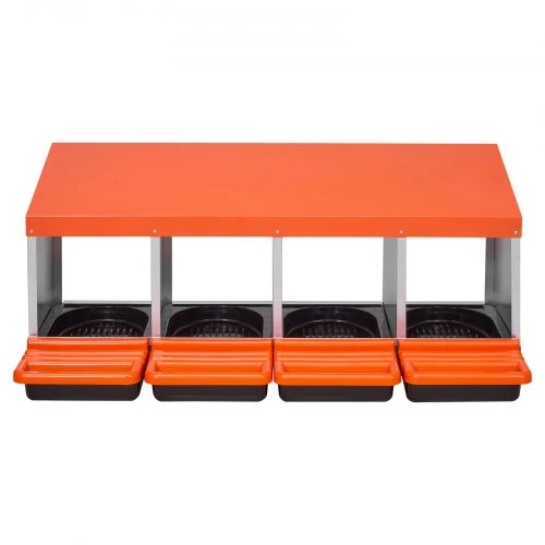 VEVOR Vištų lizdas CNB-04, 4 skyrių, cinkuotas plienas ir PP, oranžinis, 106 x 53 x 48 cm