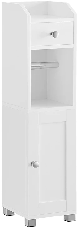 Koduva Vonios spintelė su tualetinio popieriaus laikikliu, balta, MDF, 20 x 18 x 76,7 cm